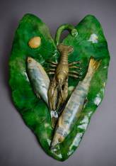 アルフレッド・ルノローAlfred Renoleau Alfred Renoleau - Large round plate with crayfish - French
